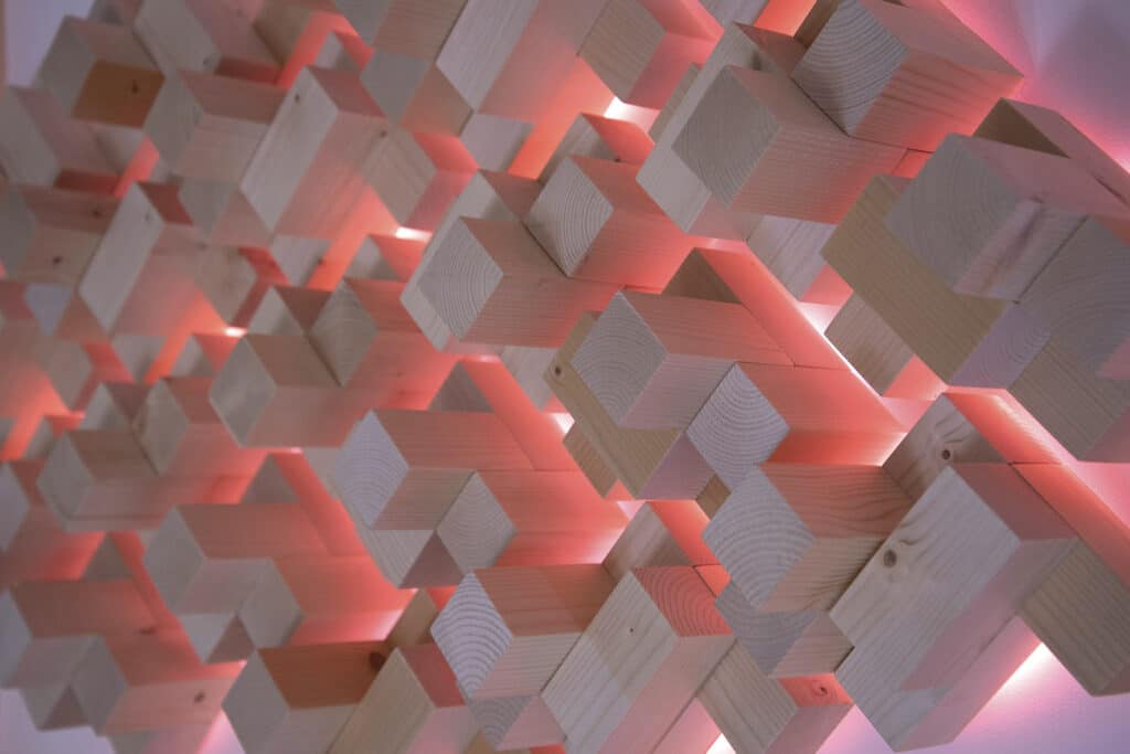 closeup light sculpture wall art